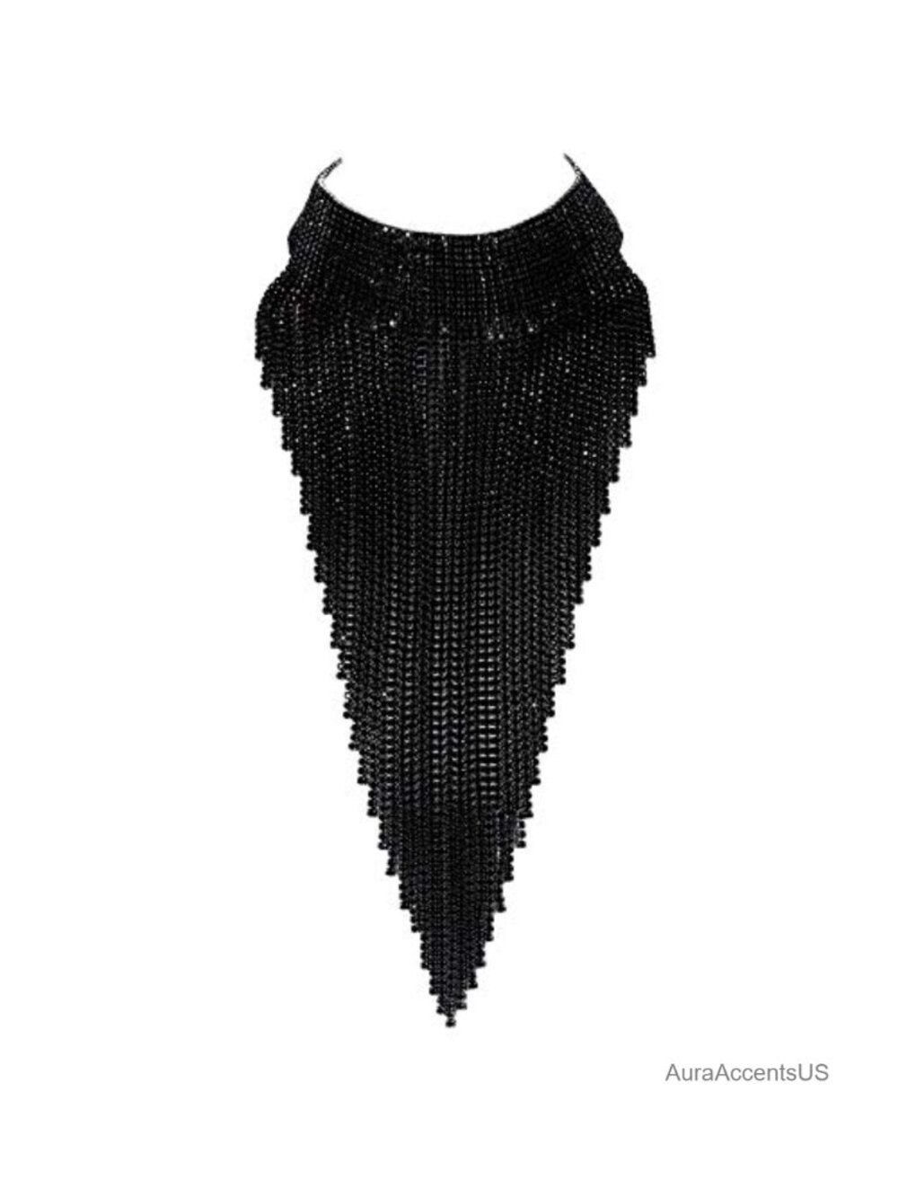 Rhinestone Crystal Tassel Bib Choker Statement Necklace Costume Jewelry